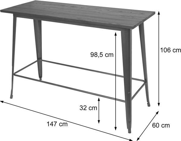 Actual product image Swisshandel24 Bar table, high table Bar table, industrial design Elm wood FSC-certified 106x147x60cm vintage sc