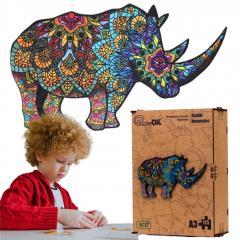 Produktbild PuzzleOk Öko-Holzpuzzle 125 Seltenes Nashorn A3