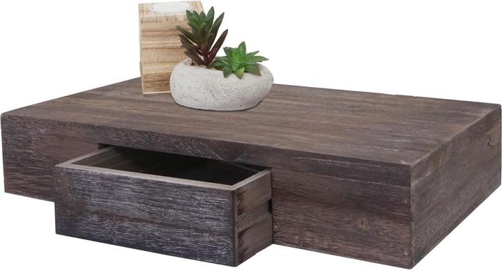 Produktbild Mendler Wandregal Oise, Regal Hängeregal mit Schublade, 40cm - braun shabby (40 x 25 x 8 cm)