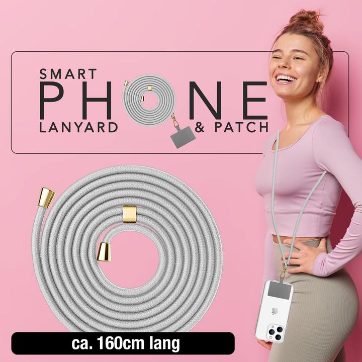 Immagine prodotto Nalia Handyband + Pad für Hülle zum Umhängen, Karabinerhaken Anhänger aus Metall (gold)