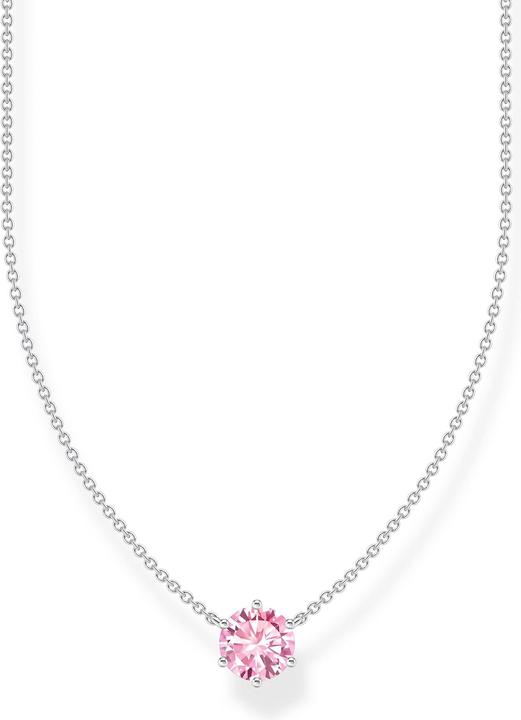 Thomas Sabo Kette mit pinkfarbenem Zirkonia-Anhänger Silber (925 Sterlingsilber, 40 - 45 cm)