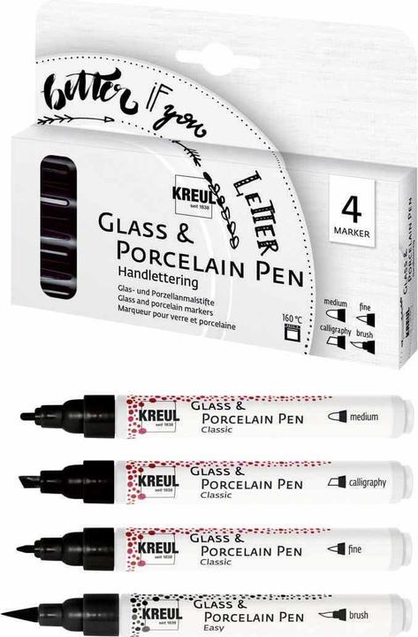 Produktbild Kreul Glass & Porcelain Pen (Schwarz, 4 mm, 4 x)
