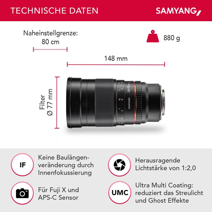 Actual product image Samyang 135mm f/2-22 ED UMC, Fujifilm XF (Fujifilm Fujinon XF, full size)