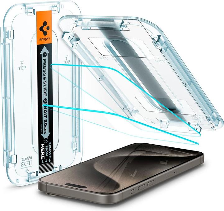 Actual product image Spigen Glas.TR EZ Fit (1 Piece, Apple iPhone 15 Pro Max)