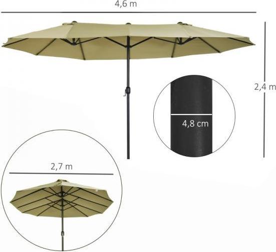 Image du produit Outsunny Parapluie de marché avec manivelle (2.70 m)