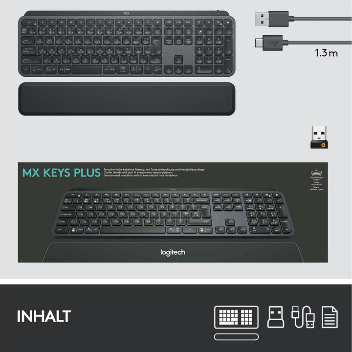 Produktbild Logitech MX Keys Plus (CH, Kabellos)