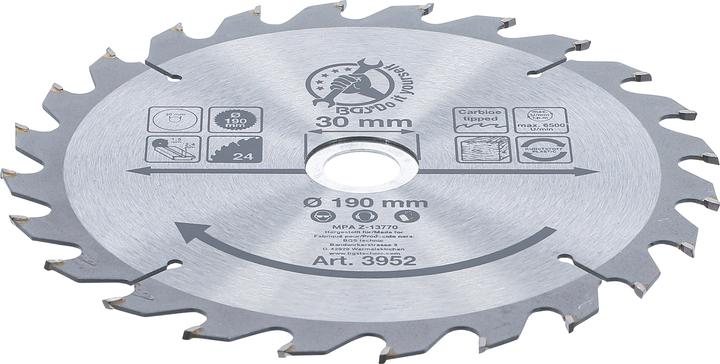 Produktbild BGS Hartmetall-Kreissägeblatt Ø 190 x 30 x 2,5 mm 24 Zähne