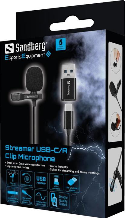 Actual product image Sandberg Streamer USB Clip Microphone