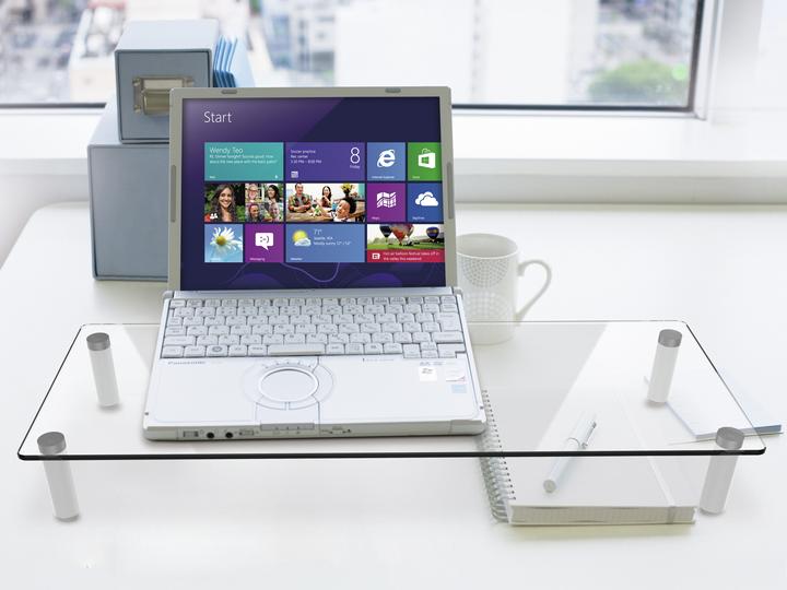 Actual product image equip Monitor table extension up to 20kg glass table white