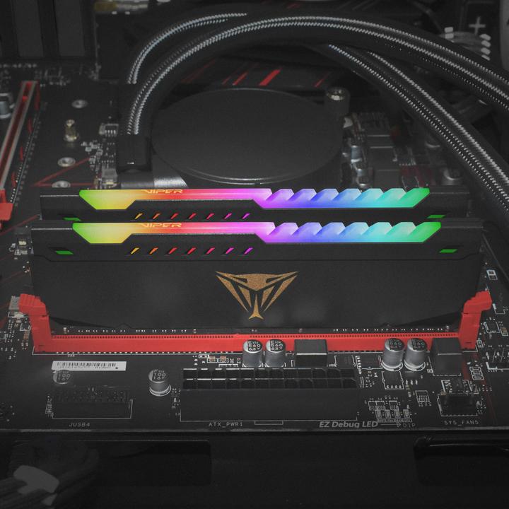 Actual product image Patriot DDR4 PC3600 64GB (2x32) Viper Steel RGB (2 x 32GB, 3600 MHz, DDR4-RAM, DIMM)