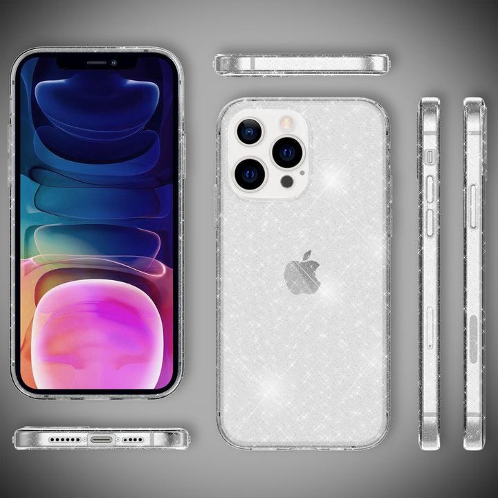 Actual product image Nalia Clear glitter silicone cell phone case (Apple iPhone 13 Pro Max)