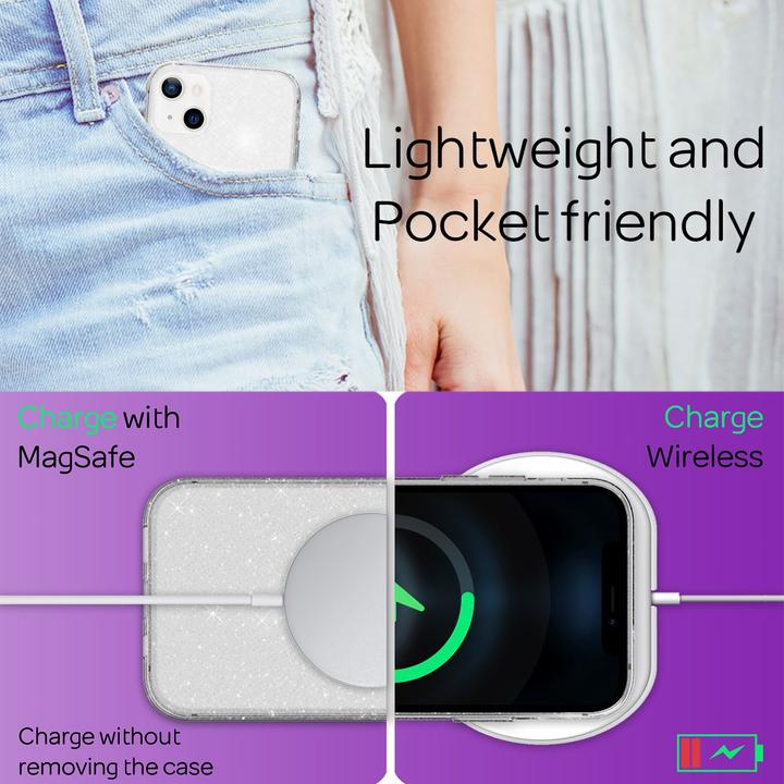 Produktbild Nalia Klare Glitzer Silikon Handyhülle (Apple iPhone 13 mini)