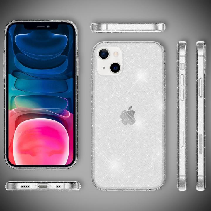 Produktbild Nalia Klare Glitzer Silikon Handyhülle (Apple iPhone 13 mini)