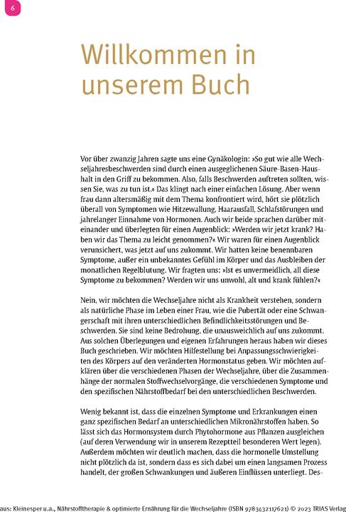 Produktbild Nährstofftherapie & optimierte Ernährung für die Wechseljahre (Deutsch, Katrin Kleinesper, Ursula Linzer, 2023)