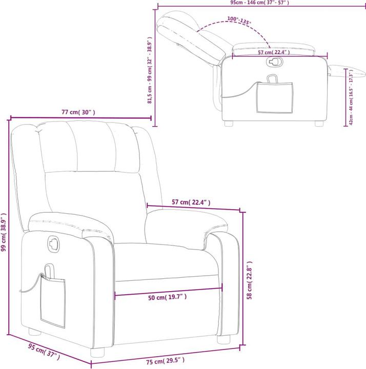 Actual product image VidaXL Massage chair wine red fabric,Colour: Wine red,Material: Fabric