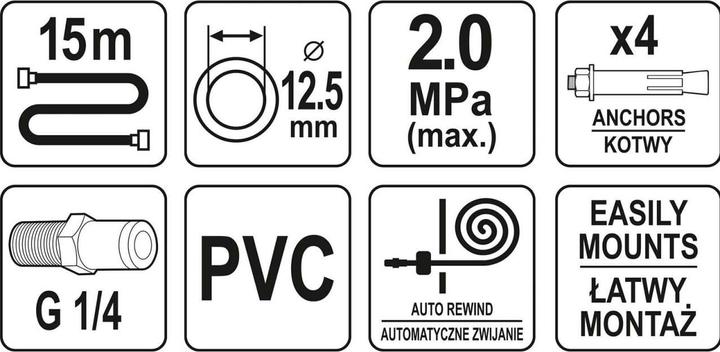Produktbild Yato Profi Druckluft-Automatik-Schlauchtrommel 15m Ø12,5mm YT-24246
