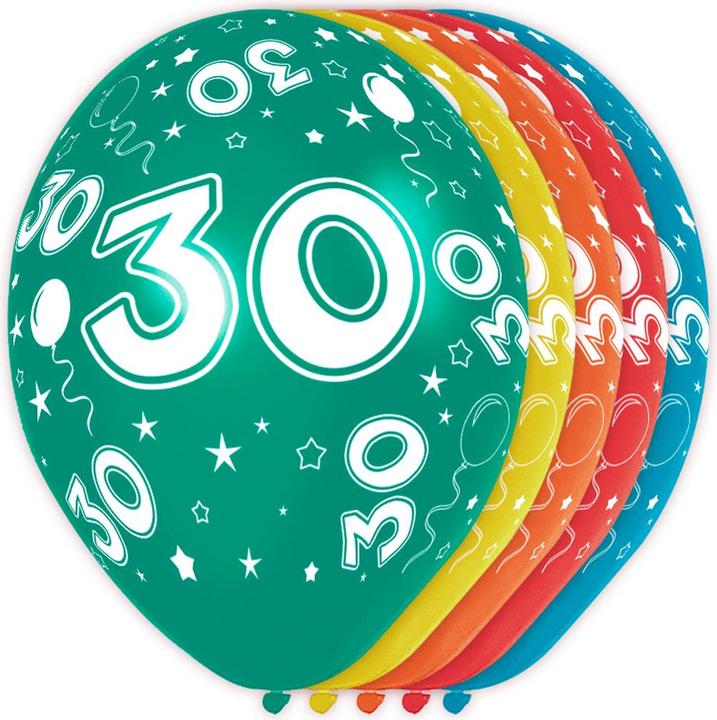 Folat 30th birthday balloons: decoration round birthday (5 x)