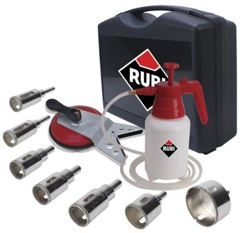 Immagine prodotto Rubi KIT DI FORATURA AD UMIDO SARA 20 28 35 43 50 65 75 + GUIDA MULTIDRILL + IDRAULICA (20 mm)