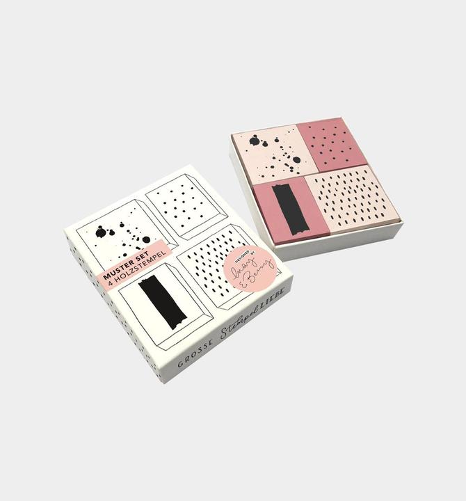 Produktbild Royal Posthumus M&B Set Muster, Holzstempelset, Rosa, 4 Stk.