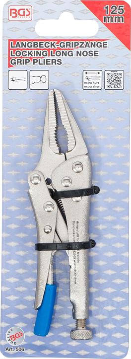 Actual product image BGS Locking Long Nose Grip Pliers extra short 125 mm (125 mm)