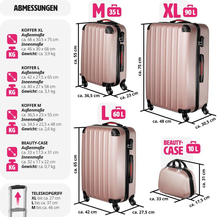Image du produit tectake Ensemble de valises Valises Trolleys Trolley Set Hardcase trolley (90 l, M (50 - 90l))