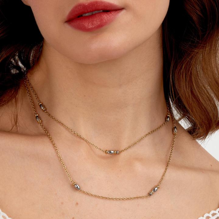 Actual product image Morellato Colori SAXQ02 Double Gold Plated Beaded Necklace (Stainless steel)
