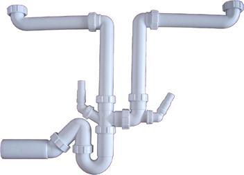 Euro Forte Ablauf für Spülbecken, Küche, 2-teilig, CH-Norm, 1 1/2"x56mm, weiss