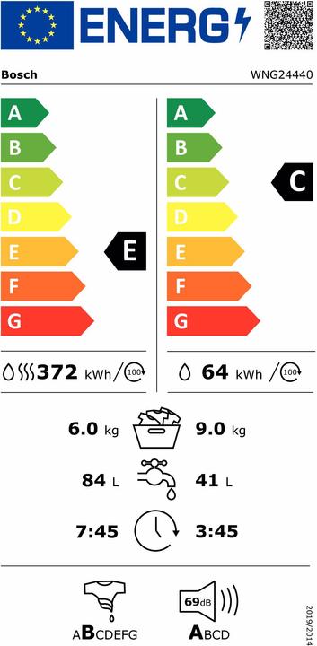 Energy Label Bosch Hausgeräte WNG24440 (EU plug)