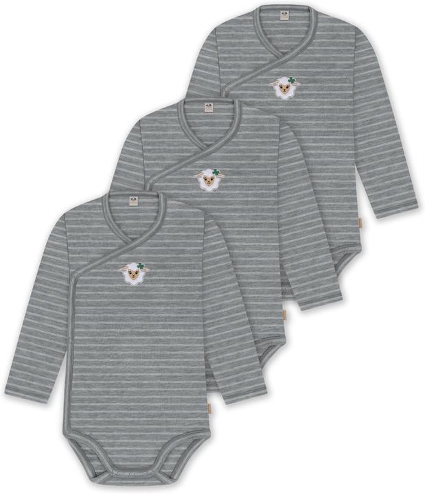 Normani 3er Pack Merino Baby-Body langärmeliger Wickelbody für 0-24 Monate - 9349