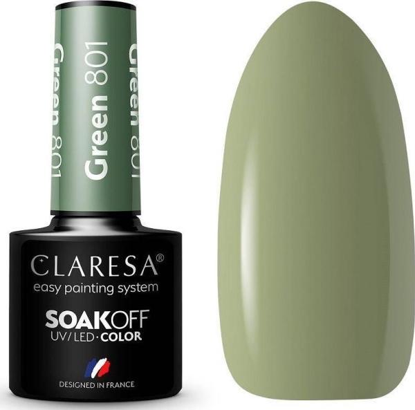 Actual product image Claresa Soak Off UV/LED Green hybrid polish 801 5g (Green, UV gel varnish)
