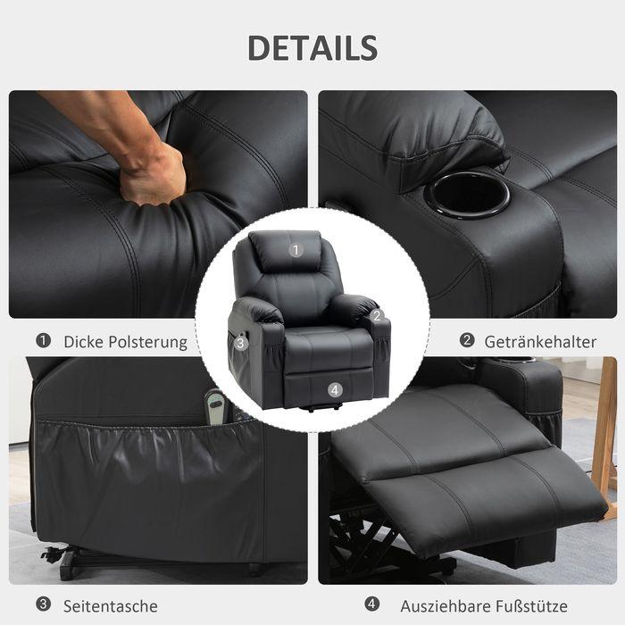 Immagine prodotto Swisshandel24 Poltrona elettrica, poltrona massaggiante, con funzione reclinabile, con telecomando, tasche