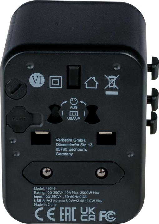 Immagine prodotto Verbatim Adattatore da viaggio universale con 2 porte USB-A