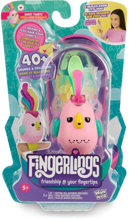 Produktbild WowWee Fingerlings Sweet Tweets Interactive Bird: Debbie, Record & Play Secret Messages, 40+ Sounds & React (Multilingual)