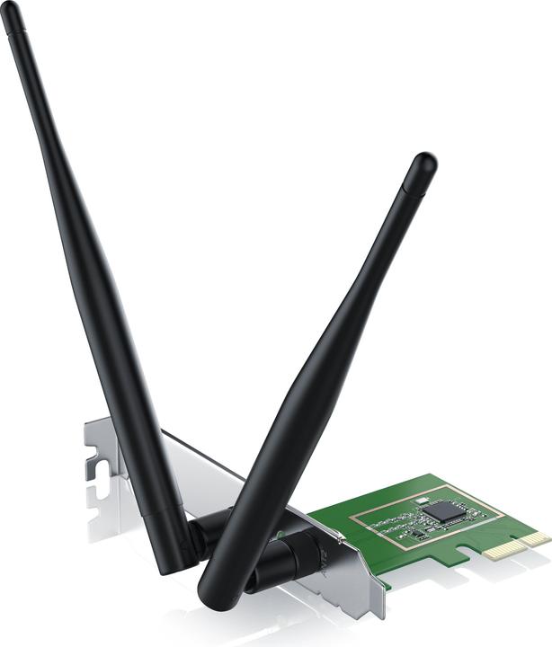 CSL 300 Mbit s PCIe Netzwerkkarte WLAN 2,4 GHz - empfangsstarke 2T2R Hochleistungs Doppelantenne (PCI-E x1)