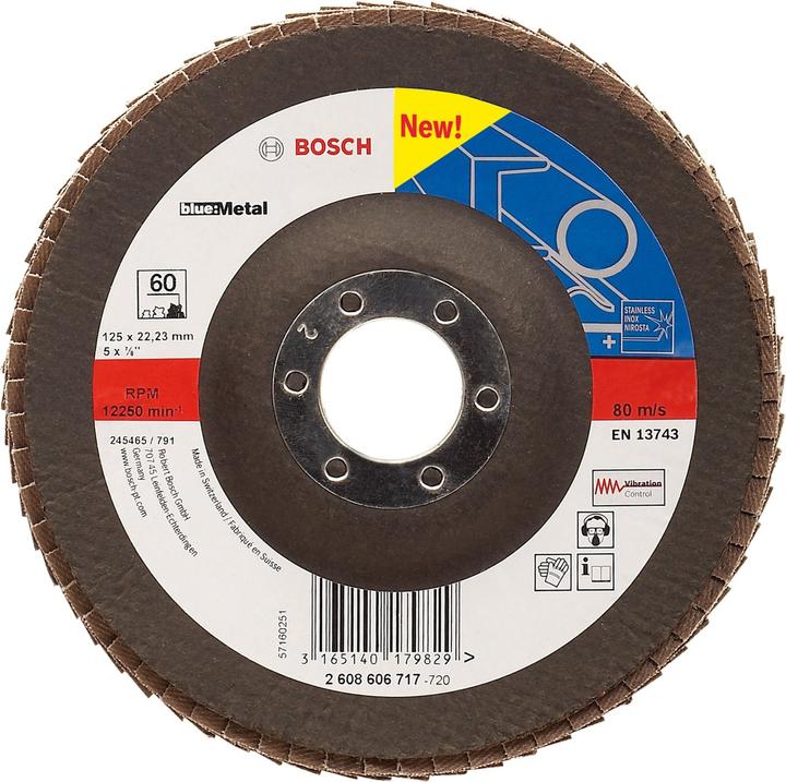 Bosch Professional Zubehör Fächerschleifscheibe X551 Expert for Metal, gewinkelt, 125 mm, 60 (60)