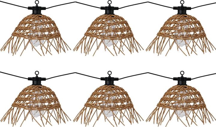 Home&Styling Retro-Lichterkette mit 6 Rattan-Lampenschirmen, 3m (3.50 m)