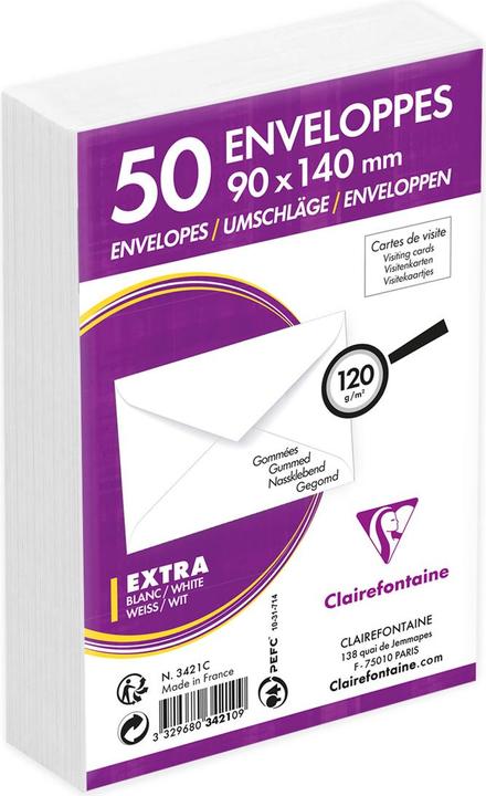 Immagine prodotto Clairefontaine Buste per biglietti da visita, 90 x 140 mm, bianco (90 x 140 mm)