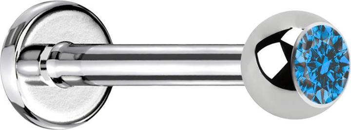 Produktbild Star Piercing Labret silber mit Kugel Kristall hellbau (Chirurgenstahl 316L, ohne Messing)