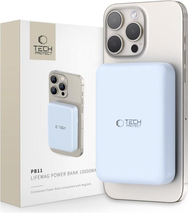 Tech-Protect LifeMag PB11 Powerbank with MagSafe 10000mAh 15W USB-C port - blue + USB-C cable (10000 mAh, 15 W)
