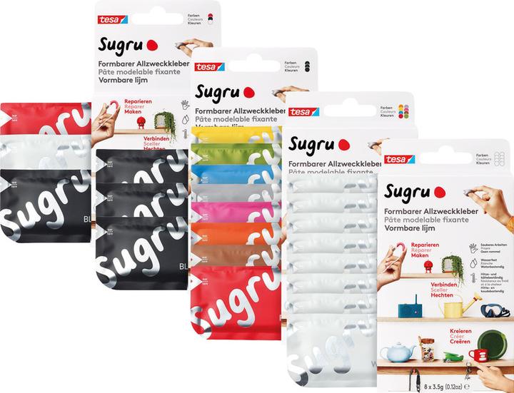 Actual product image Sugru by tesa Sugru 8x mouldable all-purpose adhesive, versatile adhesive putty for decorating, gluing & repairing (28 g)