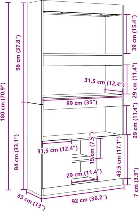 Immagine prodotto VidaXL Louiza (92 x 33 x 180 cm)
