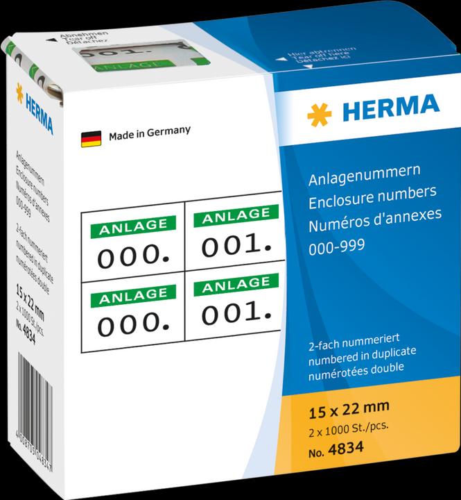 Actual product image HERMA Anlagenummern