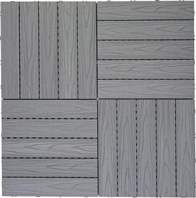 Produktbild Swisshandel24 WPC Bodenfliese, Holzoptik Balkon/Terrasse, 3D-Struktur linear beschichtet-grau 4x je 50x50cm = 1q (4 x)
