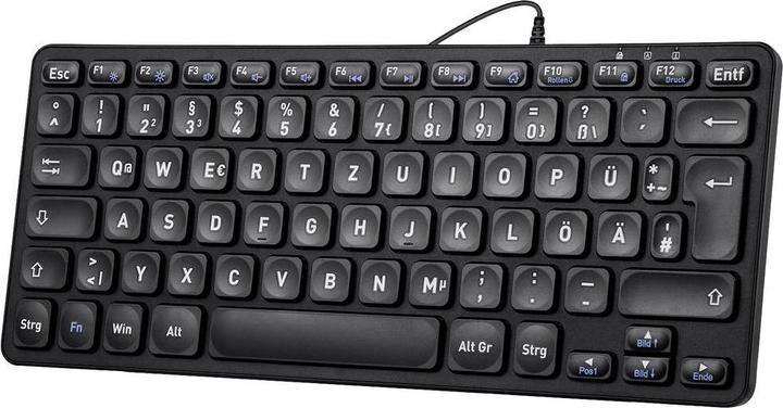 Actual product image Perixx PERIBOARD-432B EN, mini keyboard, USB wired, black (DE, Cable)