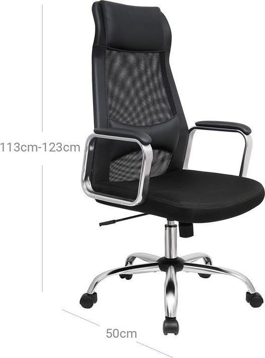 Actual product image Songmics Office chair, OBN33BK faux leather black, chrome frame