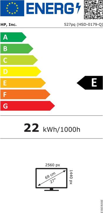 Label énergétique HP 527pq (2560 x 1440 pixels, 27")