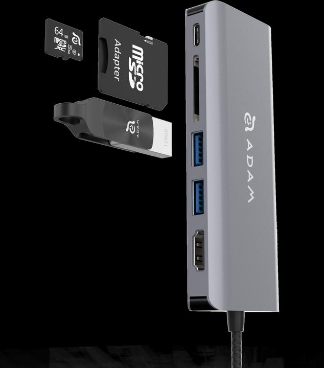 Image du produit Adam Elements Casa Hub A01 USB-C (000065) station grise (USB-B, 6 Ports)
