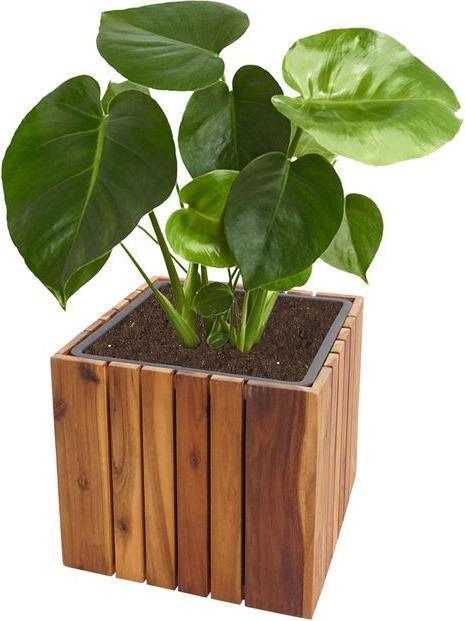Actual product image Mendler Planter Box HWC-L24, angular 32x32x32cm Outdoor Acacia, brown (32 cm)