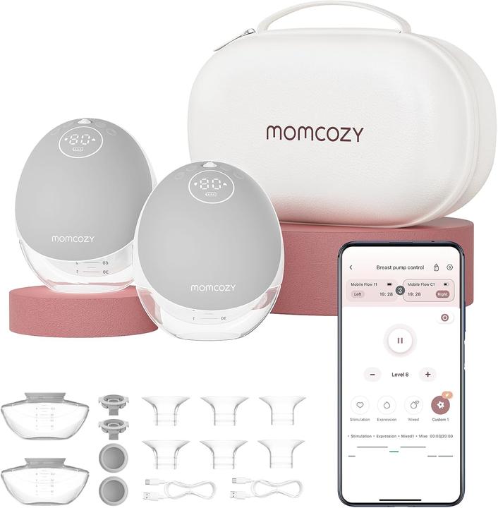 Actual product image Momcozy M9 Hands-Free Breast Pump Grey Double Packs
