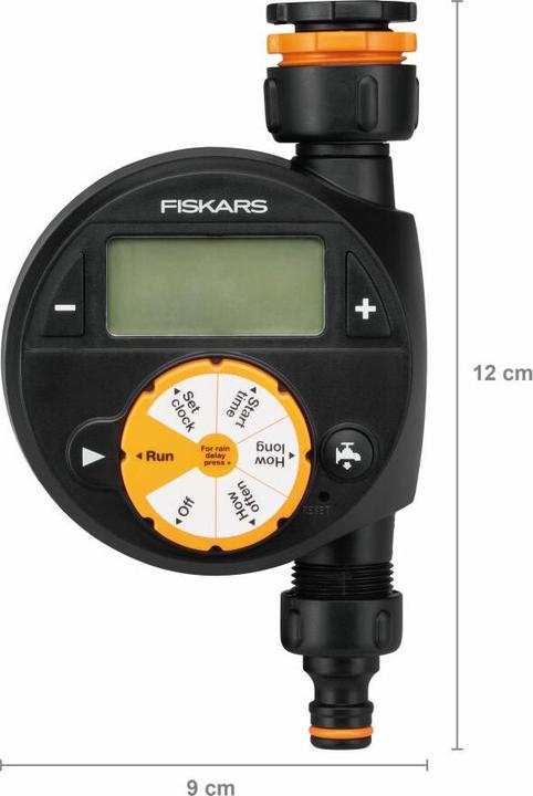 Produktbild Fiskars Zeitschaltuhr/Timer mit 1 Ausgang, Für alle gängigen Wasserhahngrössen, Leicht ablesbares LCD (Tropfschlauch + Tropfrohr)